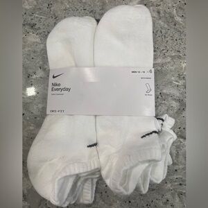 6 PAIR PACK MENS NIKE DRI-FIT EVERYDAY COTTON CUSHIONED NO SHOW SOCK 12-15 WHITE